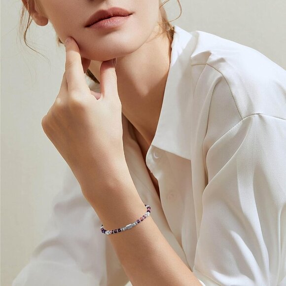 Lilac Boho Beaded Bracelets for Women Trendy Jewelry Gifts for Lover, Mom - Picture 7 of 7